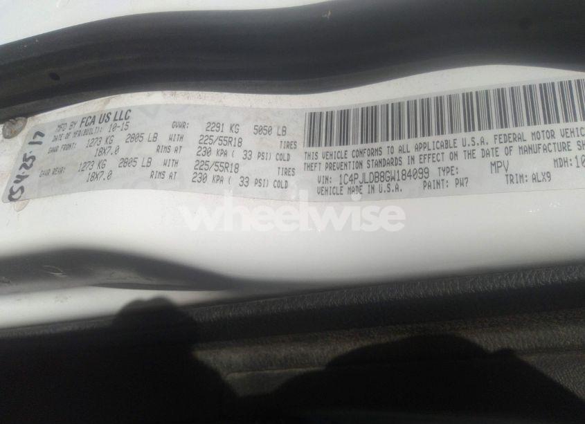 Photo 9 of 2016 Jeep Cherokee LIMITED (VIN 1C4PJLDB8GW184099)