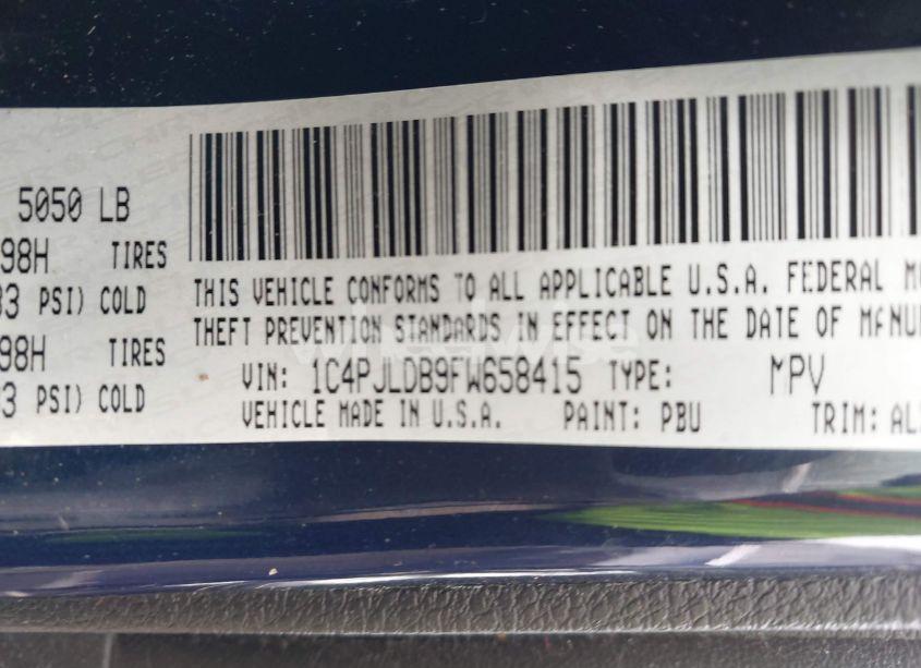 Photo 9 of 2015 Jeep Cherokee LIMITED (VIN 1C4PJLDB9FW658415)