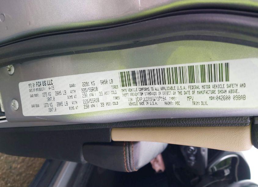 Photo 9 of 2015 Jeep Cherokee LIMITED (VIN 1C4PJLDB9FW737194)