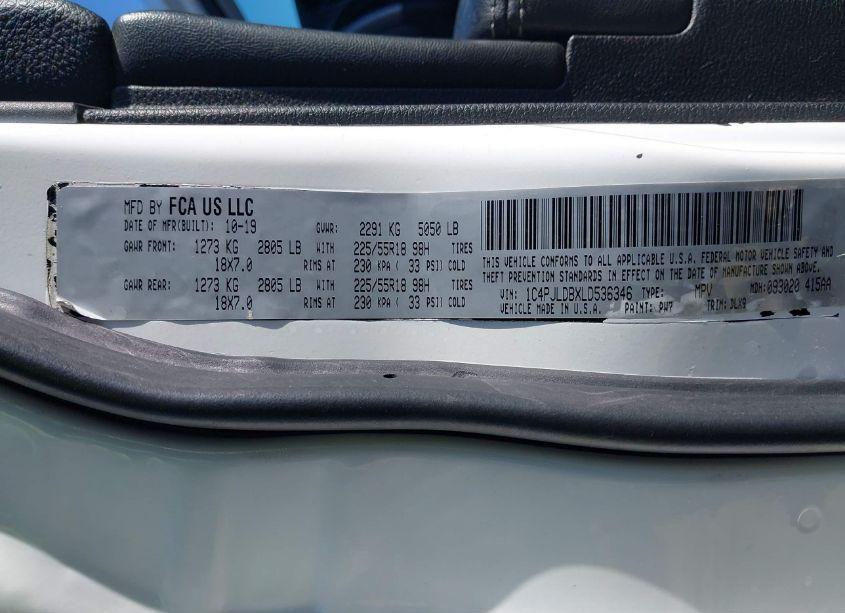 Photo 9 of 2020 Jeep Cherokee LIMITED FWD (VIN 1C4PJLDBXLD536346)