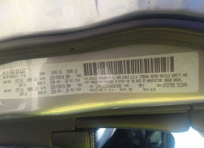 Photo 9 of 2017 Jeep Cherokee LIMITED FWD (VIN 1C4PJLDS2HW502493)