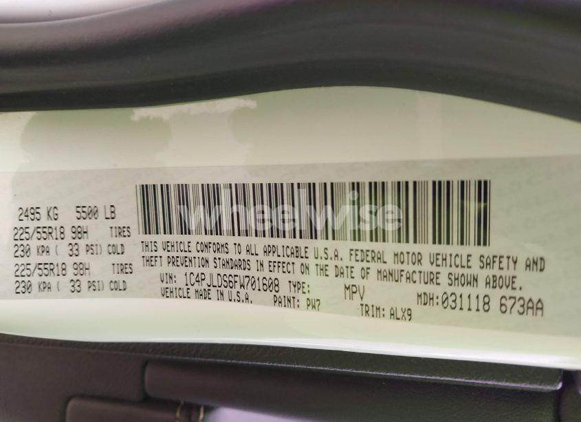 Photo 9 of 2015 Jeep Cherokee LIMITED (VIN 1C4PJLDS6FW701608)