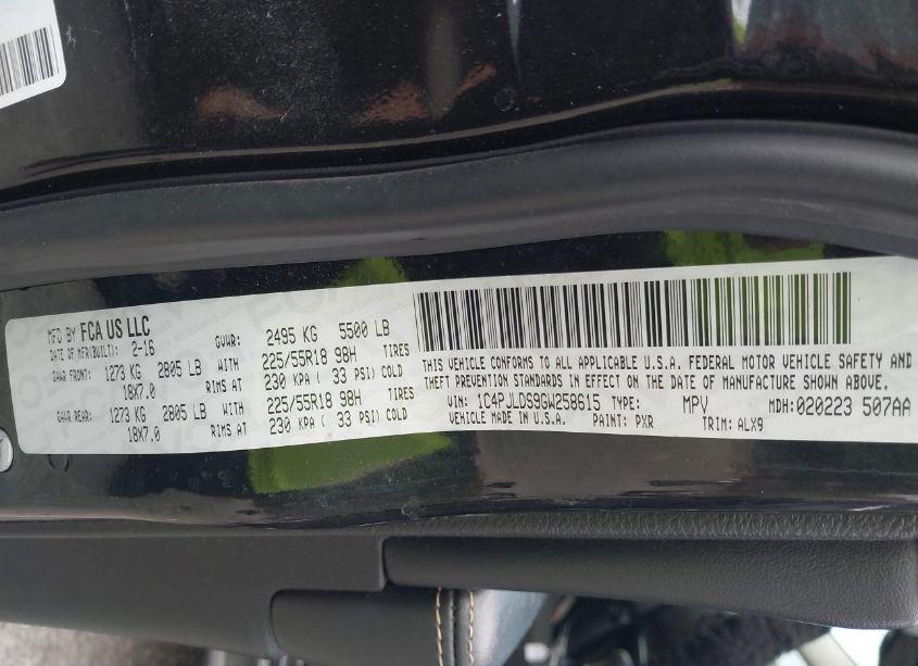 Photo 9 of 2016 Jeep Cherokee LIMITED (VIN 1C4PJLDS9GW258615)