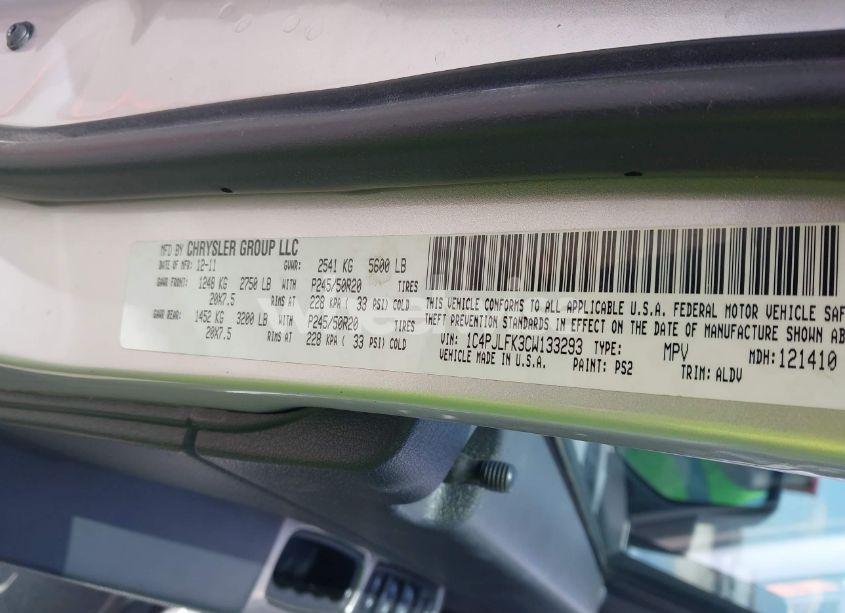 Photo 9 of 2012 Jeep Liberty LIMITED JET EDITION (VIN 1C4PJLFK3CW133293)