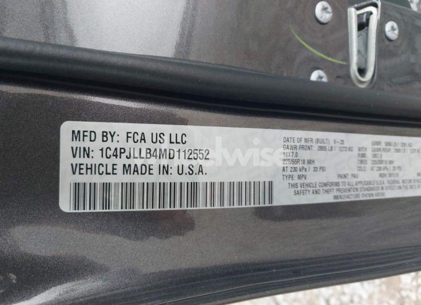 Photo 9 of 2021 Jeep Cherokee ALTITUDE FWD (VIN 1C4PJLLB4MD112552)