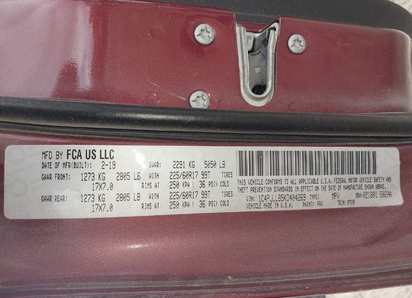 Photo 9 of 2019 Jeep Cherokee LATITUDE PLUS FWD (VIN 1C4PJLLB5KD404269)