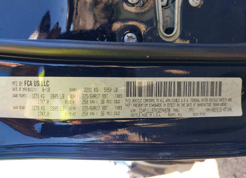 Photo 9 of 2019 Jeep Cherokee LATITUDE PLUS FWD (VIN 1C4PJLLB7KD274978)