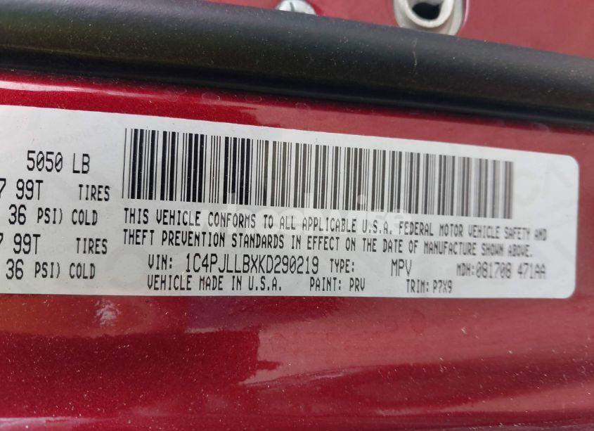 Photo 9 of 2019 Jeep Cherokee LATITUDE PLUS FWD (VIN 1C4PJLLBXKD290219)