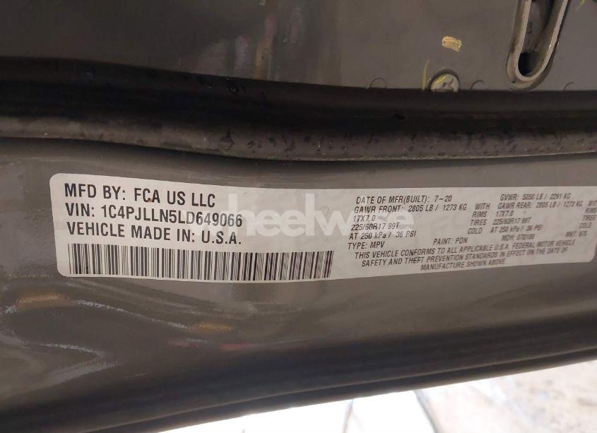 Photo 9 of 2020 Jeep Cherokee LATITUDE LUX FWD (VIN 1C4PJLLN5LD649066)