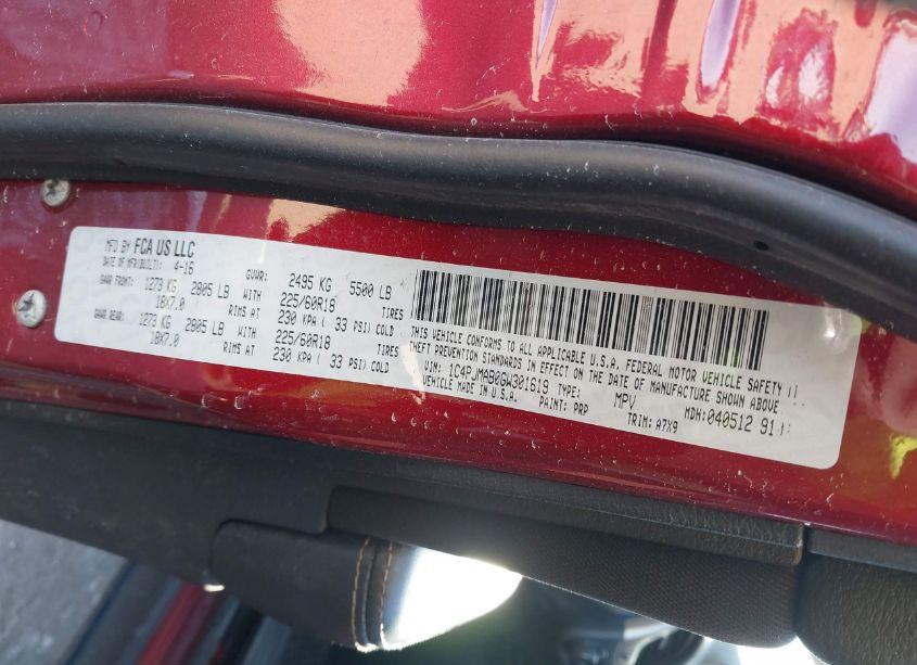 Photo 9 of 2016 Jeep Cherokee ALTITUDE (VIN 1C4PJMAB0GW301619)