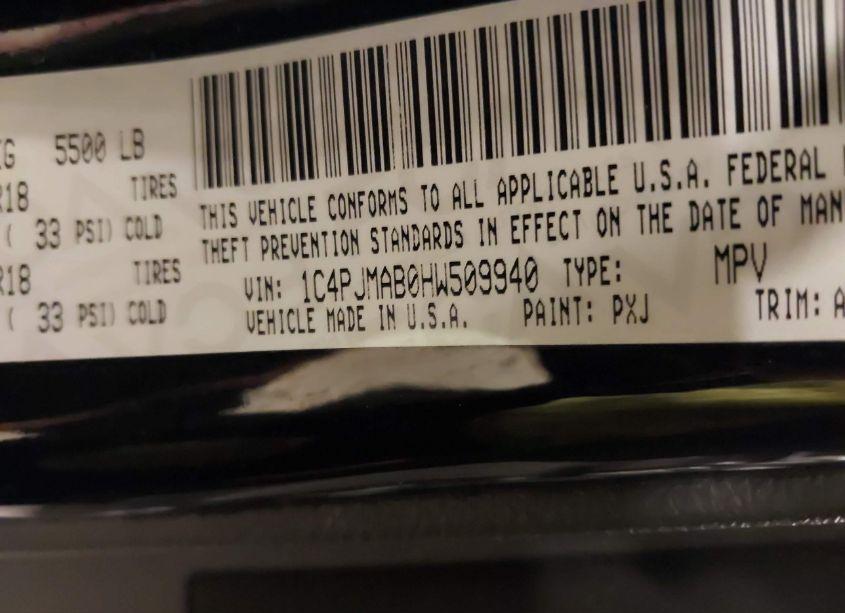 Photo 9 of 2017 Jeep Cherokee ALTITUDE 4X4 (VIN 1C4PJMAB0HW509940)