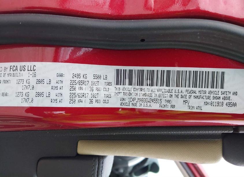 Photo 9 of 2016 Jeep Cherokee SPORT (VIN 1C4PJMAB3GW245515)