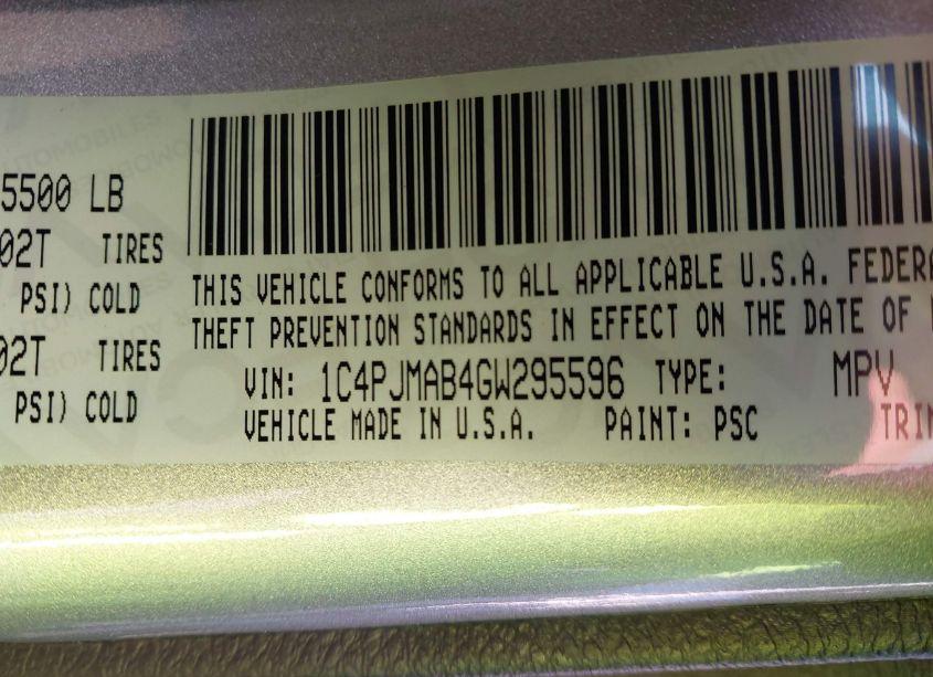 Photo 9 of 2016 Jeep Cherokee SPORT (VIN 1C4PJMAB4GW295596)