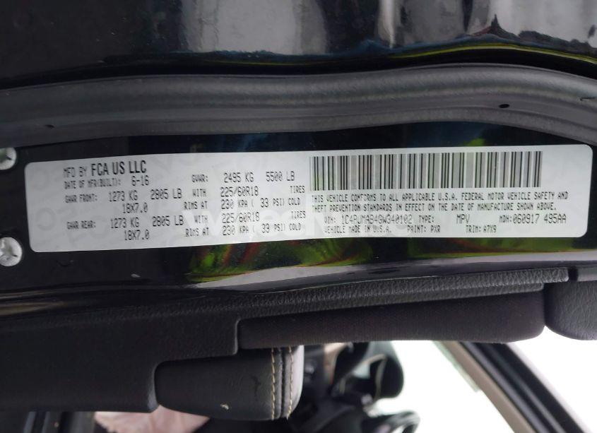 Photo 9 of 2016 Jeep Cherokee ALTITUDE (VIN 1C4PJMAB4GW340102)