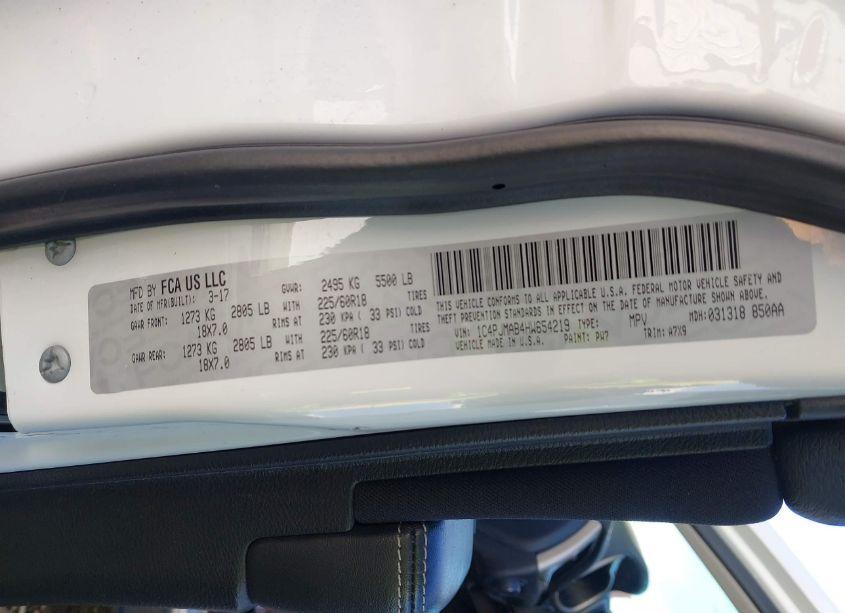 Photo 9 of 2017 Jeep Cherokee ALTITUDE 4X4 (VIN 1C4PJMAB4HW654219)