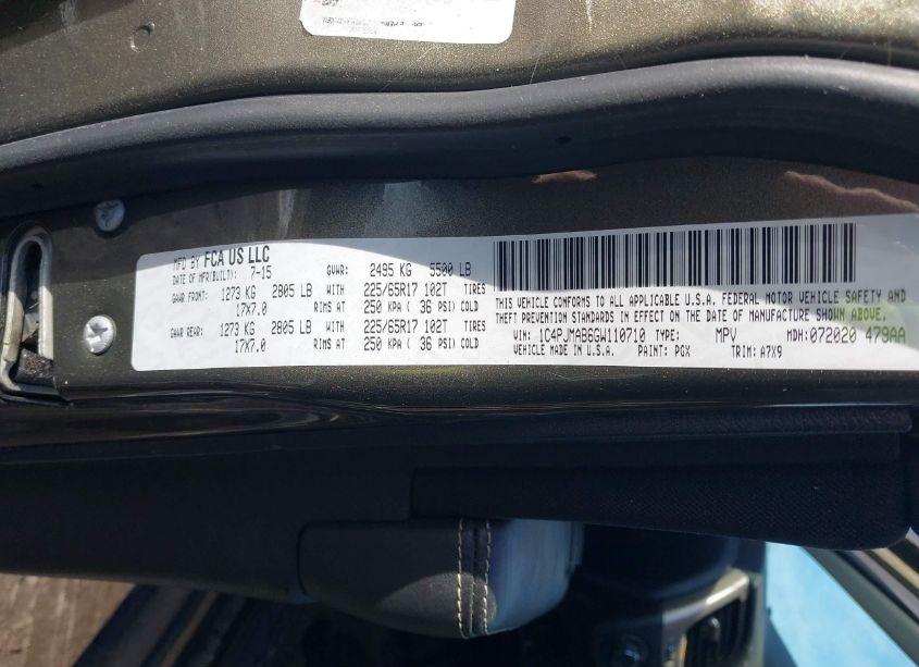 Photo 9 of 2016 Jeep Cherokee SPORT (VIN 1C4PJMAB6GW110710)