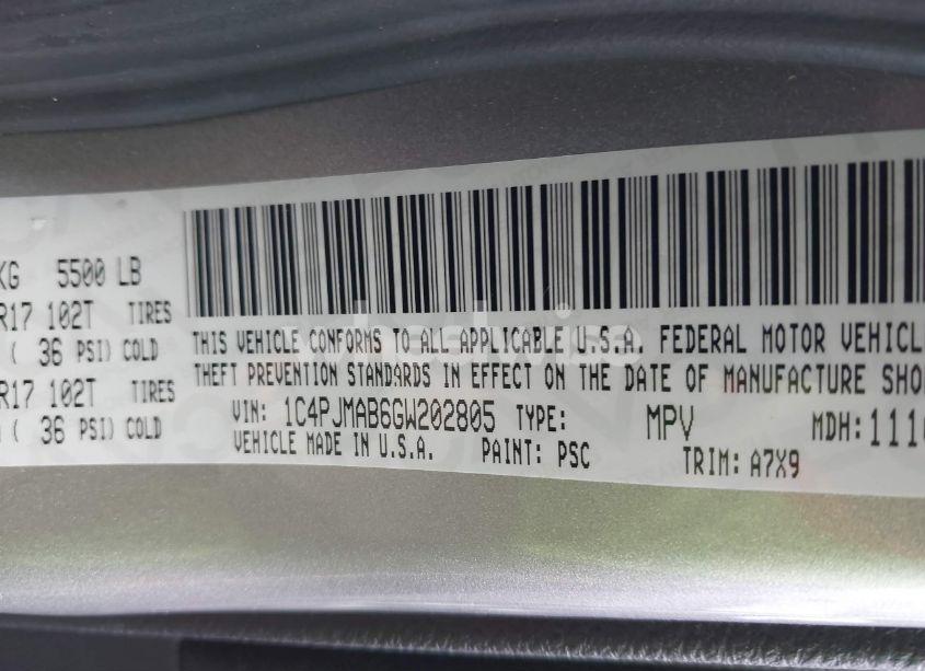 Photo 9 of 2016 Jeep Cherokee SPORT (VIN 1C4PJMAB6GW202805)