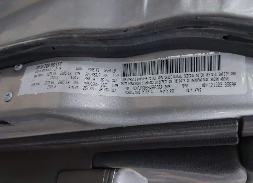 Photo 9 of 2017 Jeep Cherokee SPORT 4X4 (VIN 1C4PJMAB8HW596583)