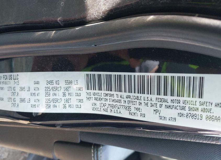 Photo 9 of 2015 Jeep Cherokee SPORT (VIN 1C4PJMABXFW777035)