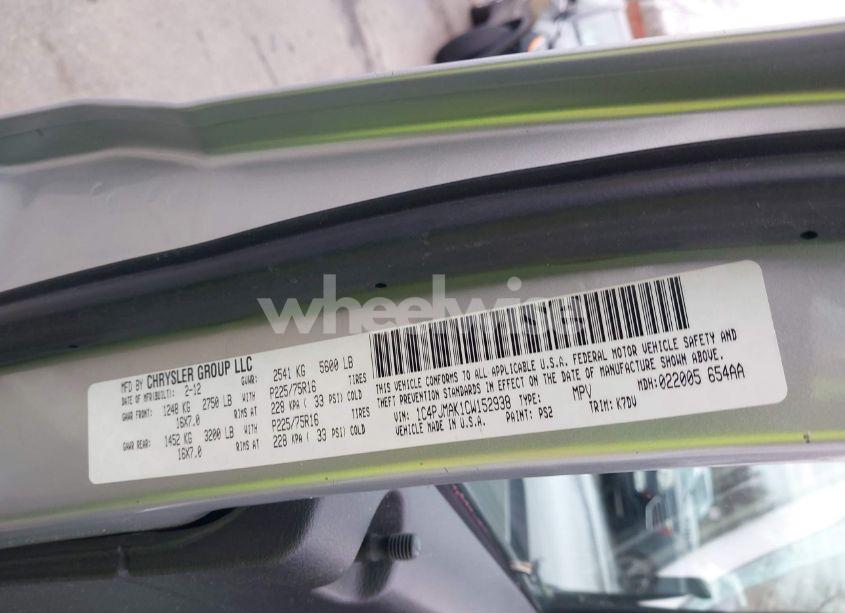 Photo 9 of 2012 Jeep Liberty SPORT (VIN 1C4PJMAK1CW152938)