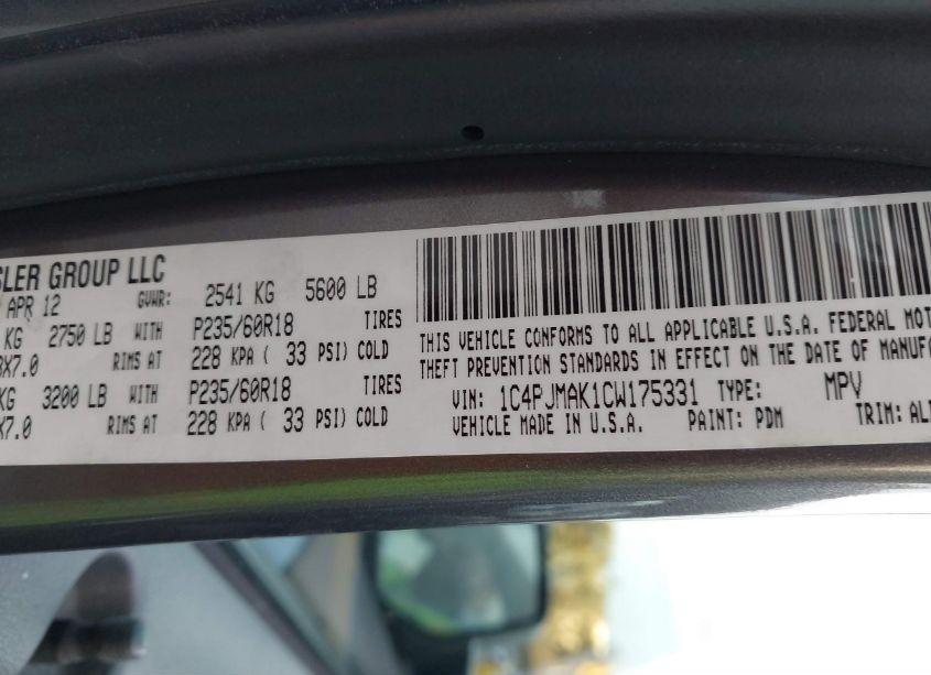 Photo 9 of 2012 Jeep Liberty SPORT (VIN 1C4PJMAK1CW175331)