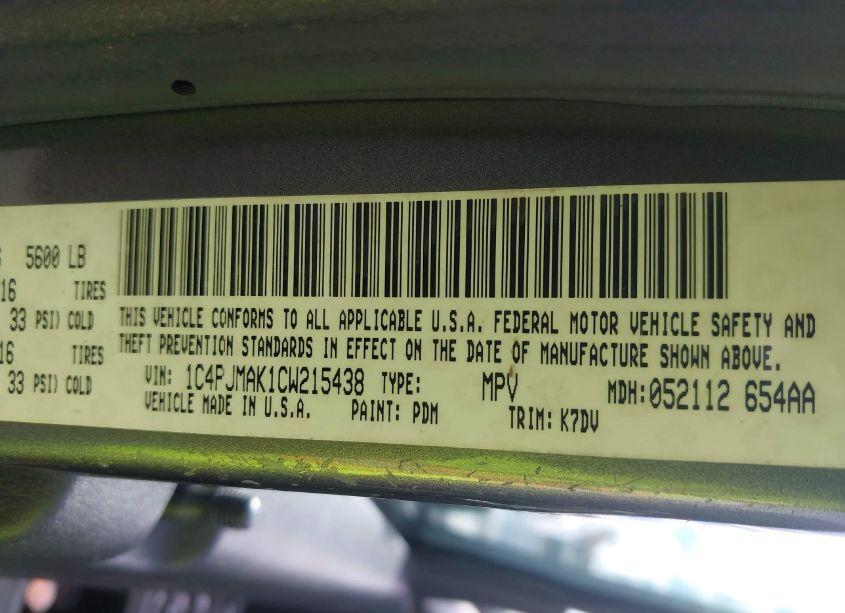 Photo 9 of 2012 Jeep Liberty SPORT (VIN 1C4PJMAK1CW215438)