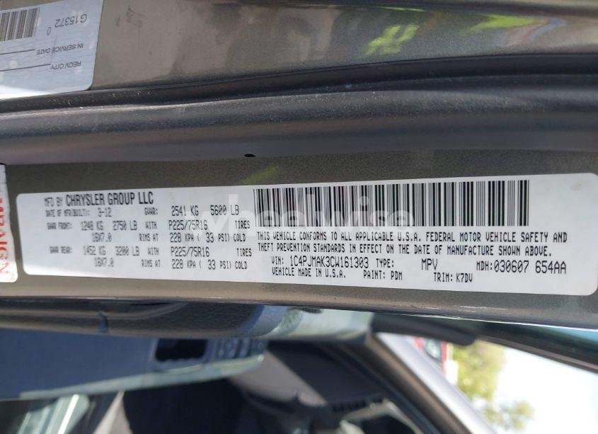 Photo 9 of 2012 Jeep Liberty SPORT (VIN 1C4PJMAK3CW161303)