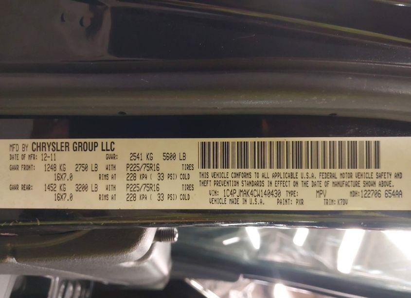 Photo 9 of 2012 Jeep Liberty SPORT (VIN 1C4PJMAK4CW140430)