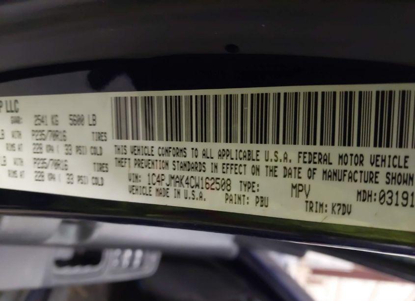 Photo 9 of 2012 Jeep Liberty SPORT (VIN 1C4PJMAK4CW162508)