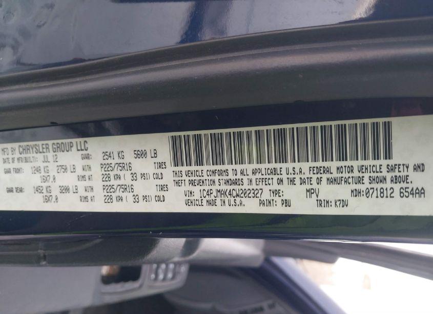 Photo 9 of 2012 Jeep Liberty SPORT (VIN 1C4PJMAK4CW202327)