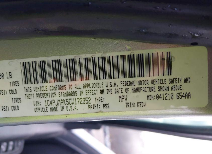 Photo 9 of 2012 Jeep Liberty SPORT (VIN 1C4PJMAK5CW172352)