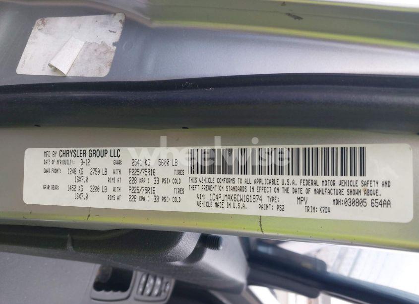 Photo 9 of 2012 Jeep Liberty SPORT (VIN 1C4PJMAK6CW161974)