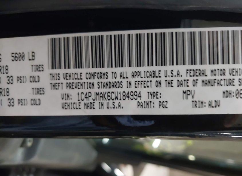 Photo 9 of 2012 Jeep Liberty SPORT (VIN 1C4PJMAK6CW184994)