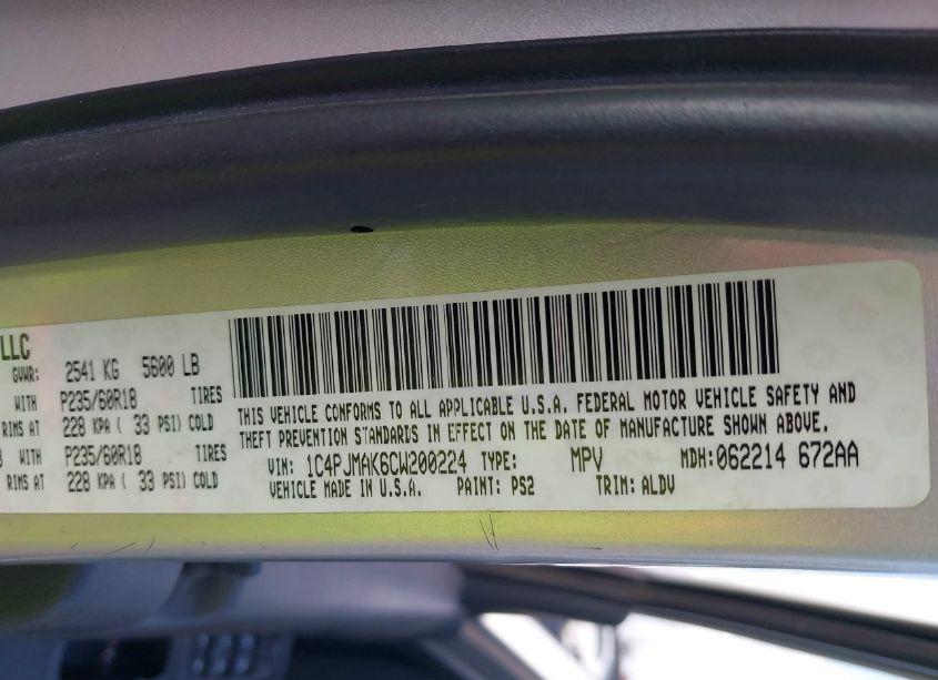 Photo 9 of 2012 Jeep Liberty SPORT (VIN 1C4PJMAK6CW200224)