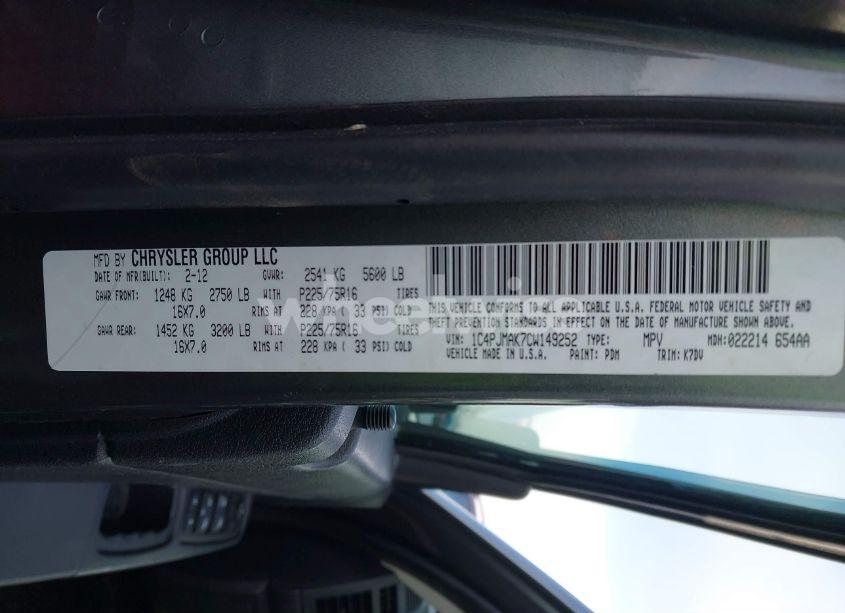 Photo 9 of 2012 Jeep Liberty SPORT (VIN 1C4PJMAK7CW149252)