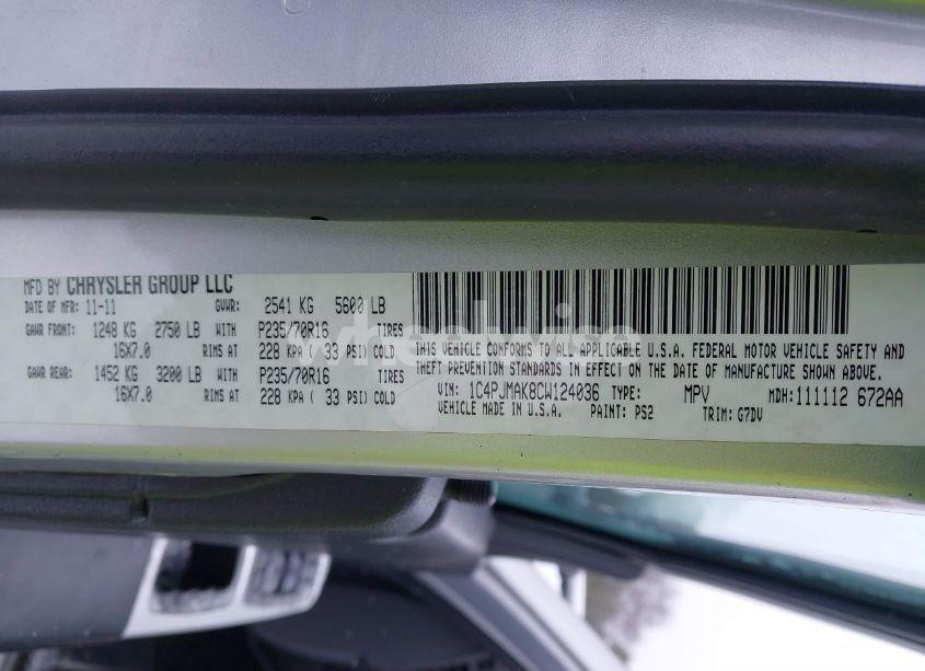 Photo 9 of 2012 Jeep Liberty SPORT (VIN 1C4PJMAK8CW124036)