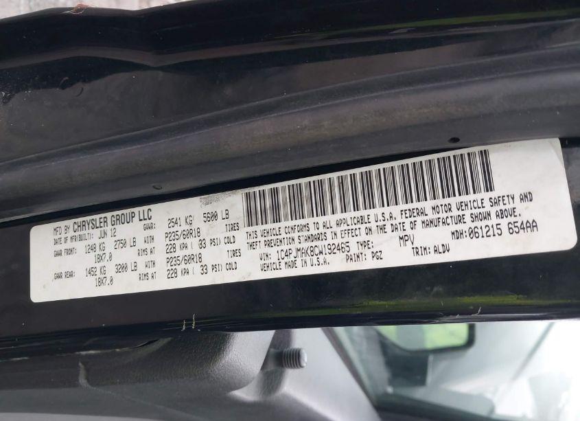 Photo 9 of 2012 Jeep Liberty SPORT (VIN 1C4PJMAK8CW192465)