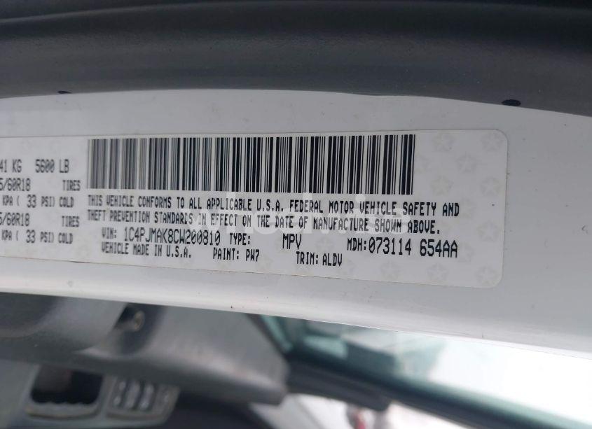 Photo 9 of 2012 Jeep Liberty SPORT (VIN 1C4PJMAK8CW200810)