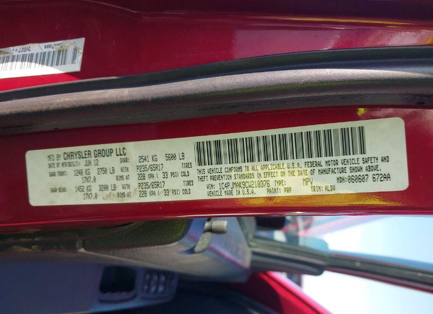 Photo 9 of 2012 Jeep Liberty SPORT (VIN 1C4PJMAK9CW218376)