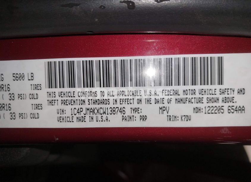 Photo 9 of 2012 Jeep Liberty SPORT (VIN 1C4PJMAKXCW138746)