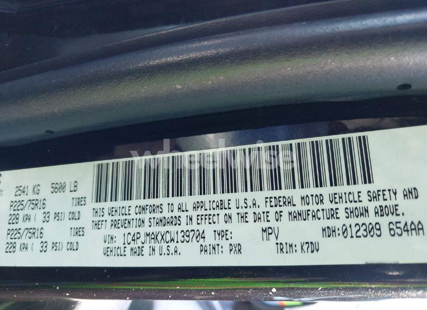 Photo 9 of 2012 Jeep Liberty SPORT (VIN 1C4PJMAKXCW139704)