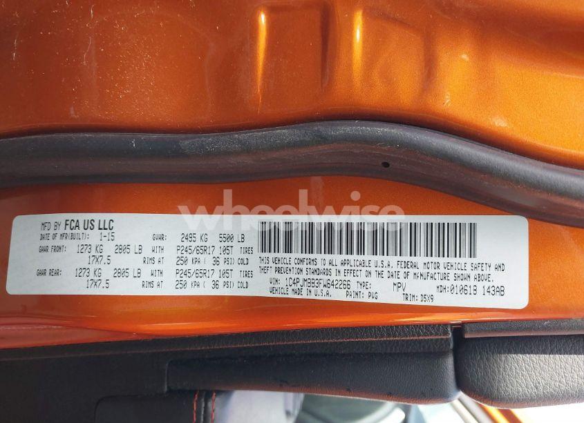 Photo 9 of 2015 Jeep Cherokee TRAILHAWK (VIN 1C4PJMBB3FW642266)