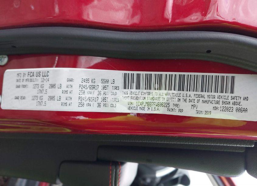 Photo 9 of 2015 Jeep Cherokee (VIN 1C4PJMBB7FW606225)