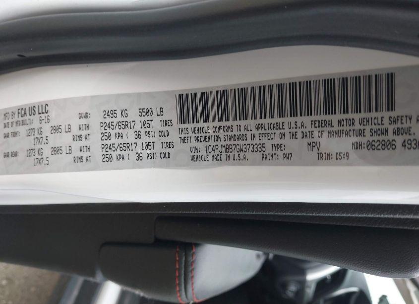 Photo 9 of 2016 Jeep Cherokee TRAILHAWK (VIN 1C4PJMBB7GW373335)