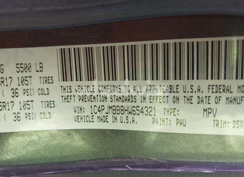 Photo 9 of 2017 Jeep Cherokee TRAILHAWK 4X4 (VIN 1C4PJMBB8HW654321)