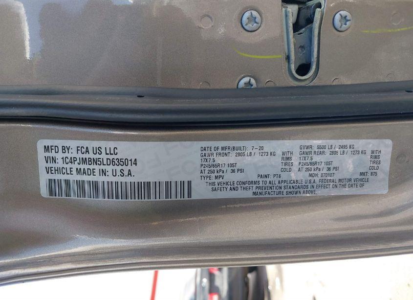 Photo 9 of 2020 Jeep Cherokee TRAILHAWK 4X4 (VIN 1C4PJMBN5LD635014)