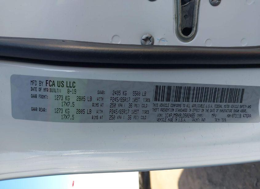 Photo 9 of 2020 Jeep Cherokee TRAILHAWK 4X4 (VIN 1C4PJMBN9LD502465)