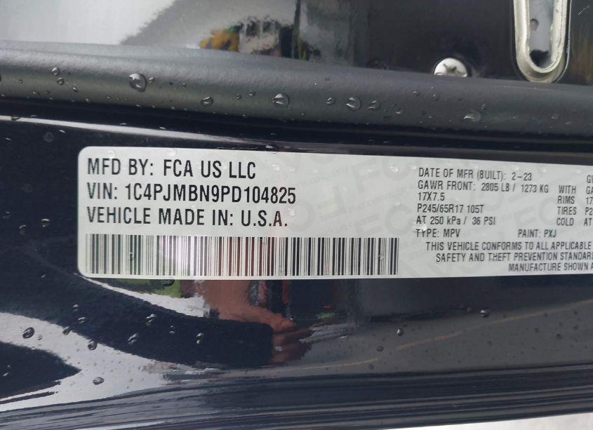 Photo 9 of 2023 Jeep Cherokee TRAILHAWK 4X4 (VIN 1C4PJMBN9PD104825)