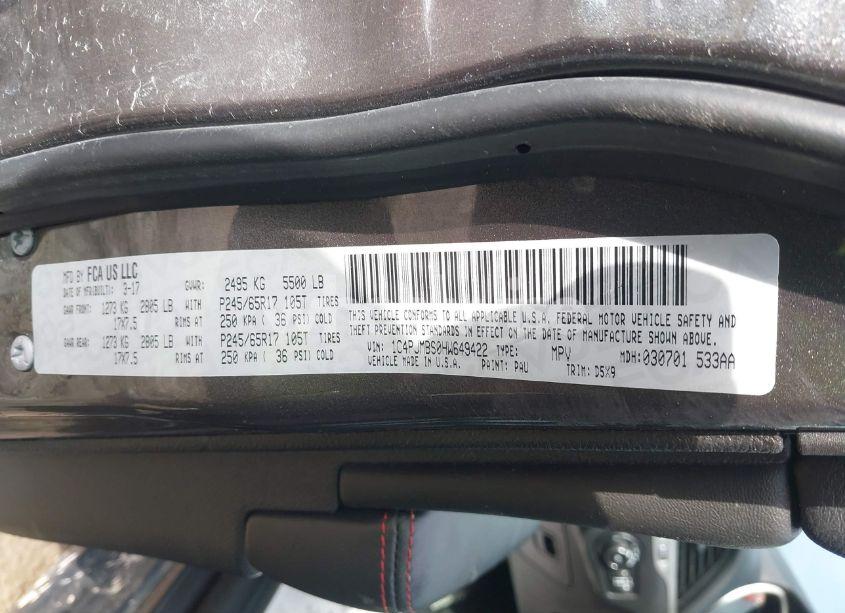 Photo 9 of 2017 Jeep Cherokee TRAILHAWK 4X4 (VIN 1C4PJMBS0HW649422)