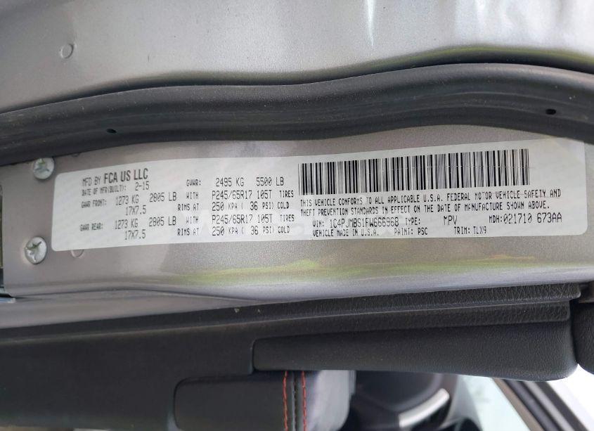 Photo 9 of 2015 Jeep Cherokee TRAILHAWK (VIN 1C4PJMBS1FW666968)